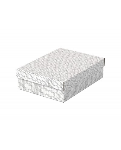 Caja de almacenamiento esselte carton con asas color blanco 360x265x100 mm pack de 3 unidades