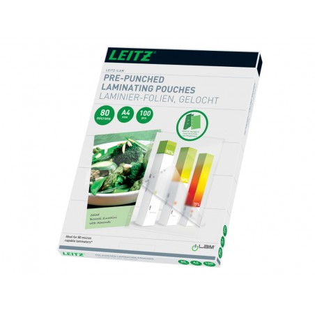 Bolsa de plastificar leitz din a4 80 mc multitaladro caja de 100 unidades