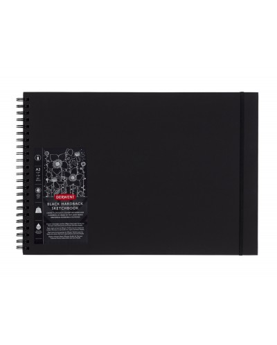Bloc de dibujo derwent din a3 apaisado 40 hojas papel negro 200 gr