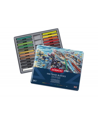 Barra acuarelable derwent inktense caja metalica de 24 unidades colores surtidos