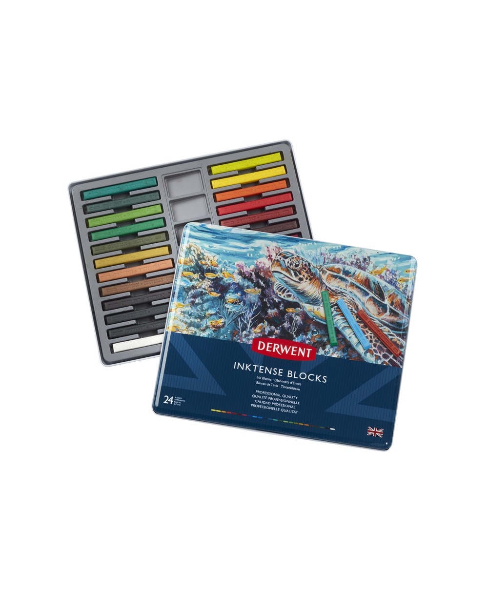 Barra acuarelable derwent inktense caja metalica de 24 unidades colores surtidos