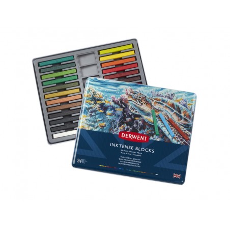 Barra acuarelable derwent inktense caja metalica de 24 unidades colores surtidos