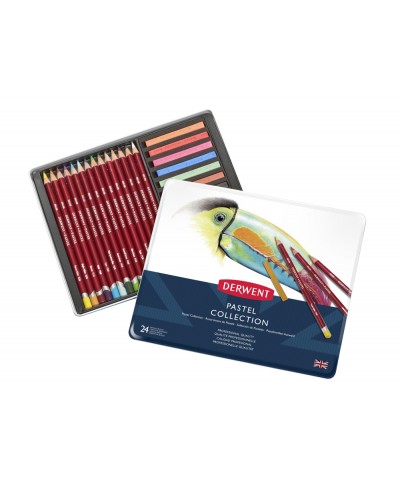 Barra acuarelable derwent pastel 14 lapices colores pastel caja metalica de 24 unidades surtidas