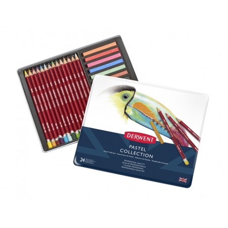 Barra acuarelable derwent pastel 14 lapices colores pastel caja metalica de 24 unidades surtidas