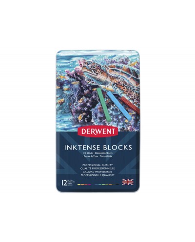 Barra acuarelable derwent inktense caja metalica de 12 unidades colores surtidos
