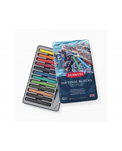 Barra acuarelable derwent inktense caja metalica de 12 unidades colores surtidos