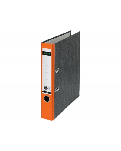 Archivador de palanca leitz 180 co2 neutral din a4 carton jaspeado lomo 52 mm color naranja