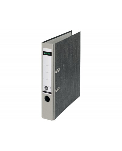 Archivador de palanca leitz 180 co2 neutral din a4 carton jaspeado lomo 52 mm color gris