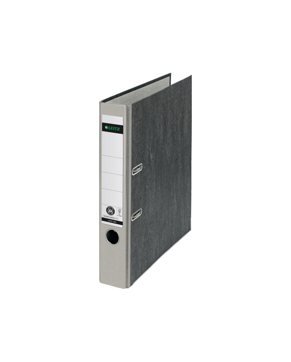 Archivador de palanca leitz 180 co2 neutral din a4 carton jaspeado lomo 52 mm color gris