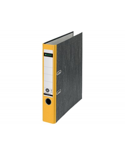 Archivador de palanca leitz 180 co2 neutral din a4 carton jaspeado lomo 52 mm color amarillo
