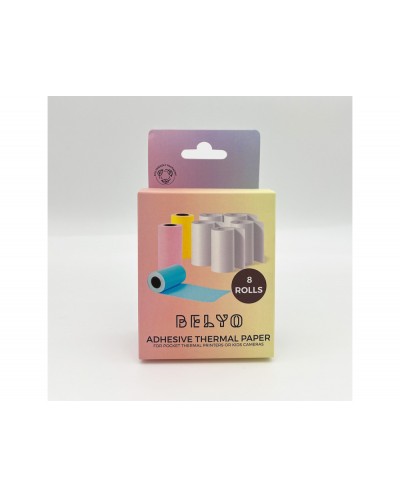 Papel termico adhesivo belyo pack 8 rollos