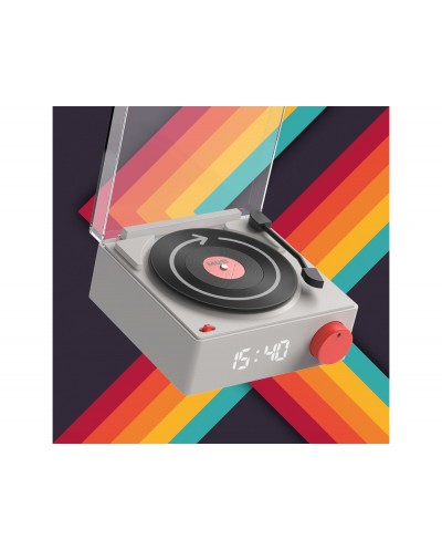 Reloj despertador mob bluetooth vinilo retro grey