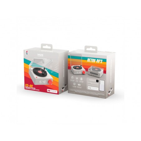 Reloj despertador mob bluetooth vinilo retro grey
