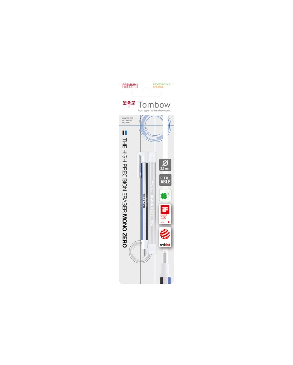 Portagomas tombow mono zero con clip goma redonda 23mm diametro 2 recambios