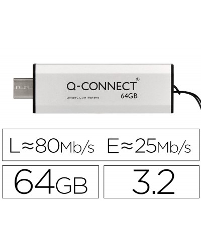 Memoria usb q connect flash drive 64 gb 32 tipo c