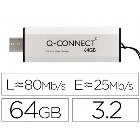 Memoria usb q connect flash drive 64 gb 32 tipo c