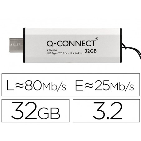 Memoria usb q connect flash drive 32 gb 32 tipo c