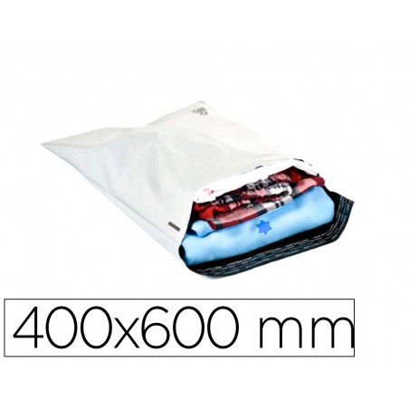 Sobre q connect de plastico bolsa para envios 100 recicladas con autocierre color blanco 400x600 mm