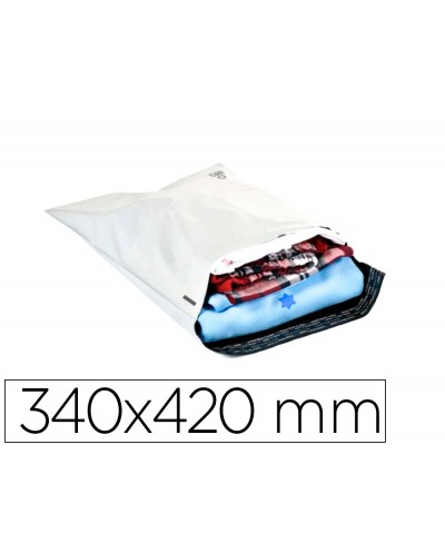 Sobre q connect de plastico bolsa para envios 100 recicladas con autocierre color blanco 340x420 mm