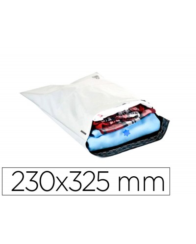 Sobre q connect de plastico bolsa para envios 100 recicladas con autocierre color blanco 230x325 mm