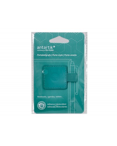 Portaboligrafo autoadhesivo antartik para cuaderno note con elastico hasta 15 mm grosor 80 mm verde aguamarina