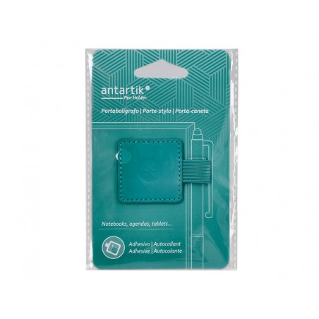Portaboligrafo autoadhesivo antartik para cuaderno note con elastico hasta 15 mm grosor 80 mm verde aguamarina