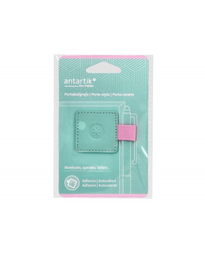 Portaboligrafo autoadhesivo antartik para cuaderno note con elastico hasta 15 mm grosor 80 mm turquesa y rosa