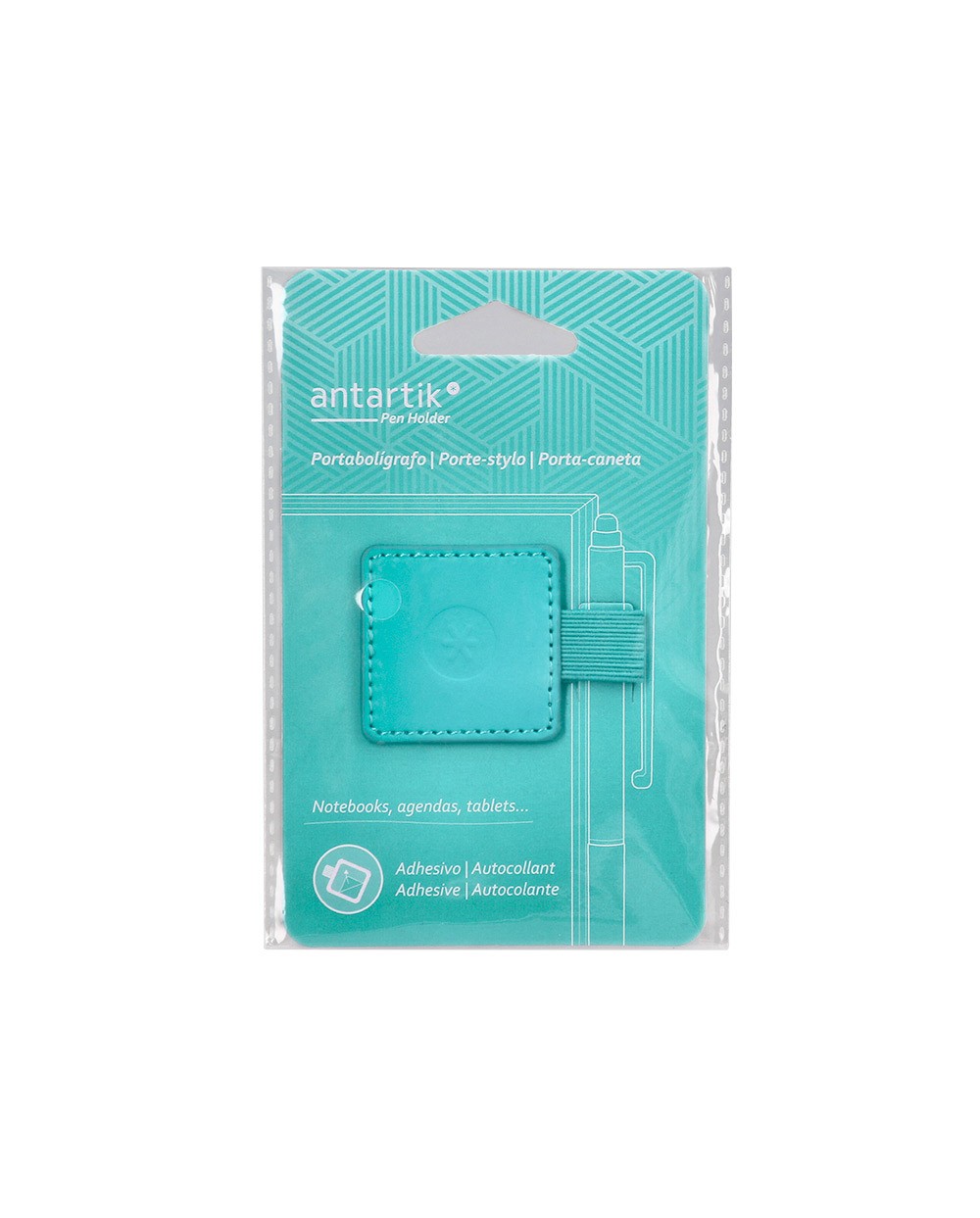 Portaboligrafo autoadhesivo antartik para cuaderno note con elastico hasta 15 mm grosor 80 mm turquesa 40x40