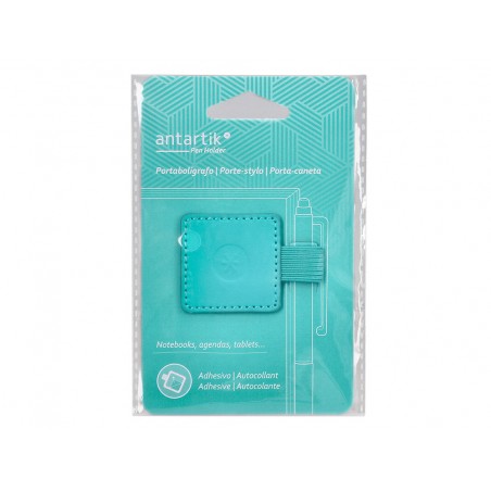 Portaboligrafo autoadhesivo antartik para cuaderno note con elastico hasta 15 mm grosor 80 mm turquesa 40x40