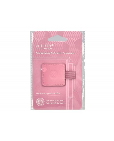 Portaboligrafo autoadhesivo antartik para cuaderno note con elastico hasta 15 mm grosor 80 mm rosa 40x40 mm