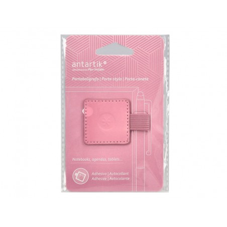 Portaboligrafo autoadhesivo antartik para cuaderno note con elastico hasta 15 mm grosor 80 mm rosa 40x40 mm