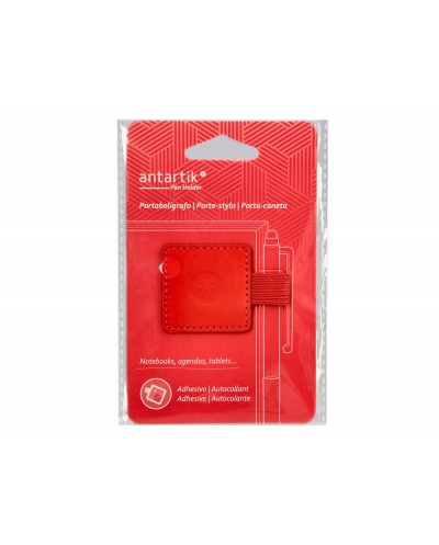 Portaboligrafo autoadhesivo antartik para cuaderno note con elastico hasta 15 mm grosor 80 mm rojo 40x40 mm