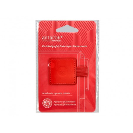 Portaboligrafo autoadhesivo antartik para cuaderno note con elastico hasta 15 mm grosor 80 mm rojo 40x40 mm