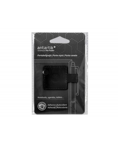 Portaboligrafo autoadhesivo antartik para cuaderno note con elastico hasta 15 mm grosor 80 mm negro
