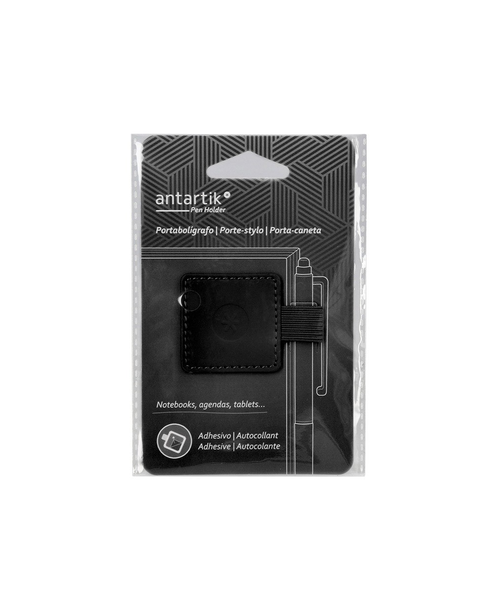 Portaboligrafo autoadhesivo antartik para cuaderno note con elastico hasta 15 mm grosor 80 mm negro