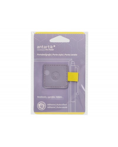 Portaboligrafo autoadhesivo antartik para cuaderno note con elastico hasta 15 mm grosor 80 mm morado y amarillo