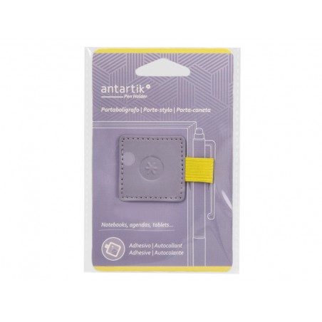 Portaboligrafo autoadhesivo antartik para cuaderno note con elastico hasta 15 mm grosor 80 mm morado y amarillo