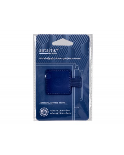 Portaboligrafo autoadhesivo antartik para cuaderno note con elastico hasta 15 mm grosor 80 mm azul marino