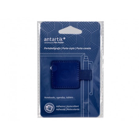 Portaboligrafo autoadhesivo antartik para cuaderno note con elastico hasta 15 mm grosor 80 mm azul marino