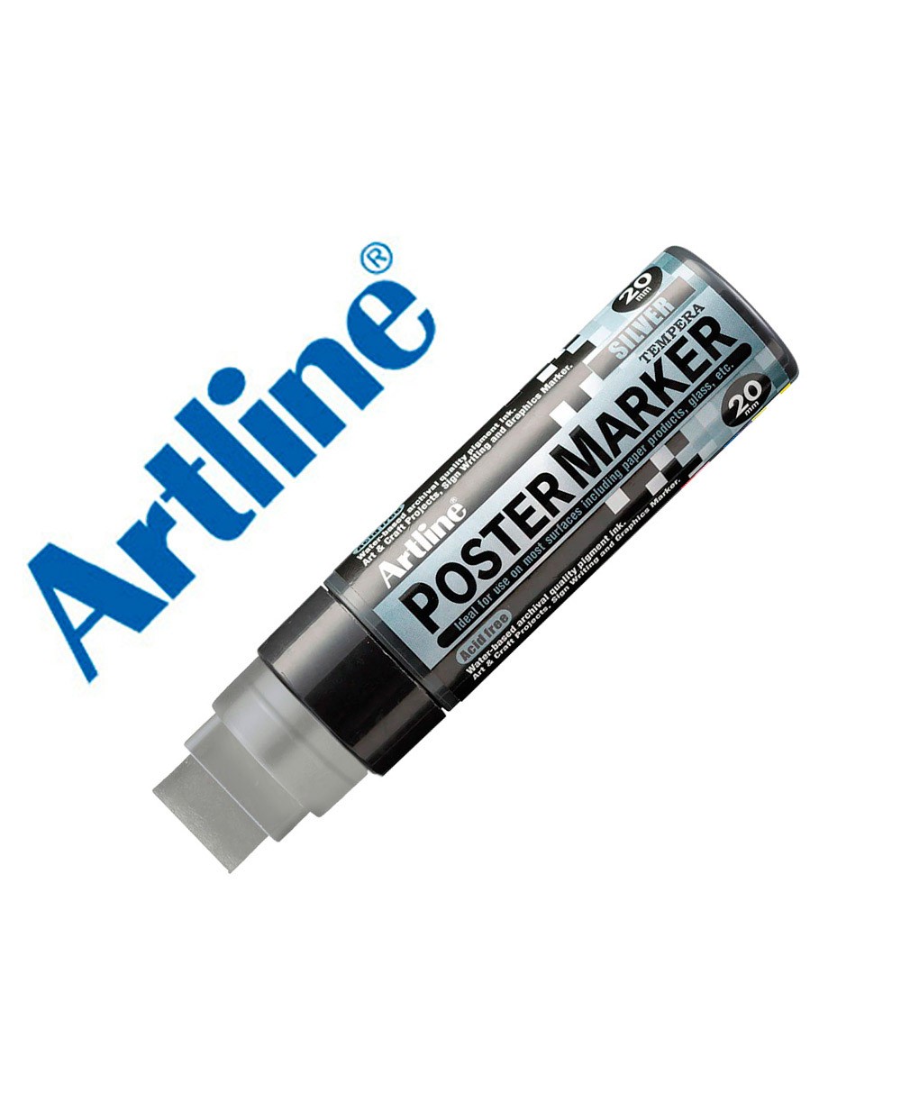 Rotulador artline poster marker epp 20 punta rectangular 20 mm color plata