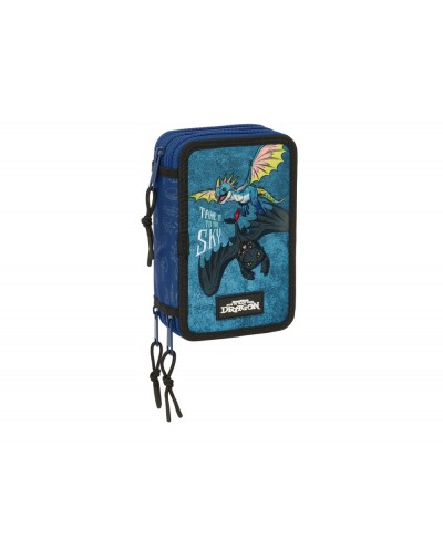 Plumier escolar safta triple 37 piezas como entrenar a tu dragon 195x125x55 mm