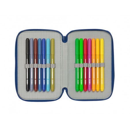 Plumier escolar safta triple 37 piezas como entrenar a tu dragon 195x125x55 mm