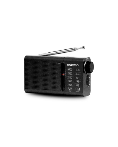 Radio portatil daewoo am fm antena telescopica auriculares incluidos jack 35 mm color negro