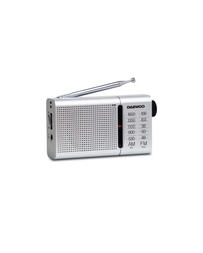 Radio portatil daewoo am fm antena telescopica auriculares incluidos jack 35 mm color plata