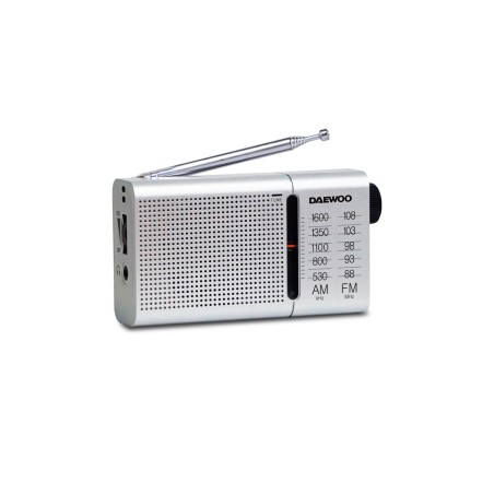 Radio portatil daewoo am fm antena telescopica auriculares incluidos jack 35 mm color plata