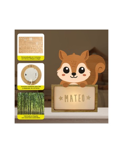Lampara vintiun personalizable little squirrel