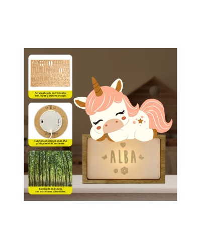 Lampara vintiun personalizable little sleeping unicorn