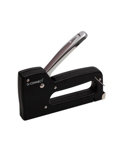 Grapadora q connect clavadora manual ligera con cuerpo de plastico resistente color negro usa grapas 23 6 8