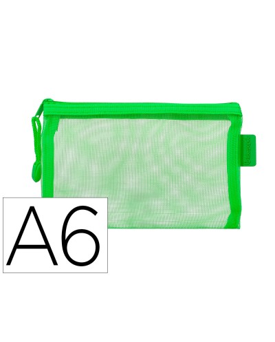 Bolsa zipper bag liderpapel poliester transpirable multiusos din a6 verde pastel