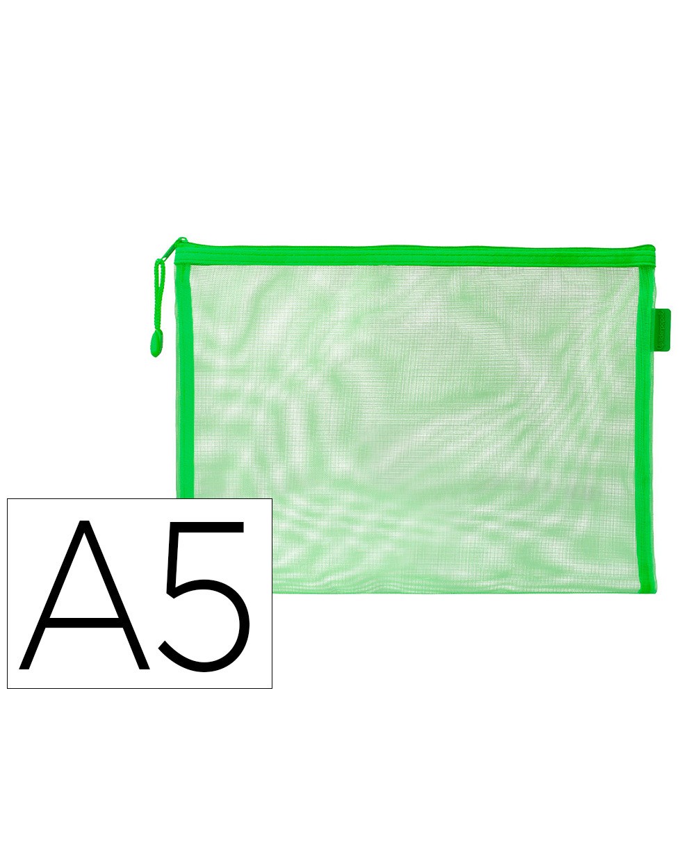 Bolsa zipper bag liderpapel poliester transpirable multiusos din a5 verde pastel